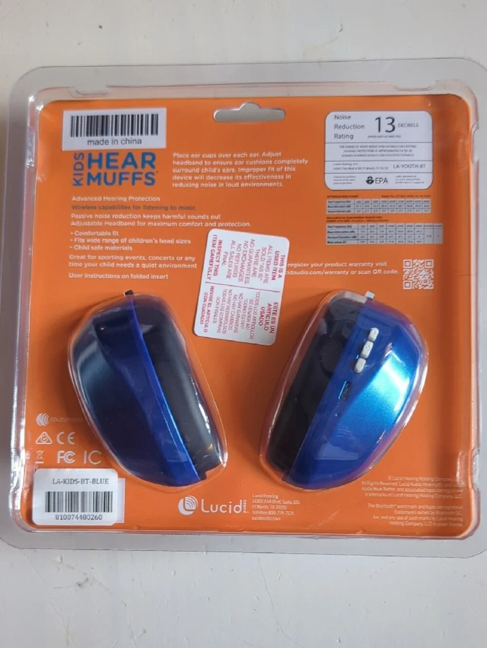 New Lucid Kids Blue Wireless Hear Muffs Headphones